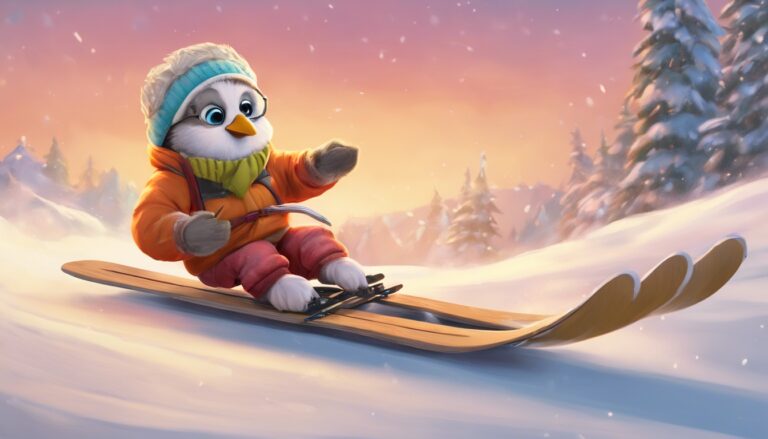 Malimbi, der Ski fahrende Kanarienvogel